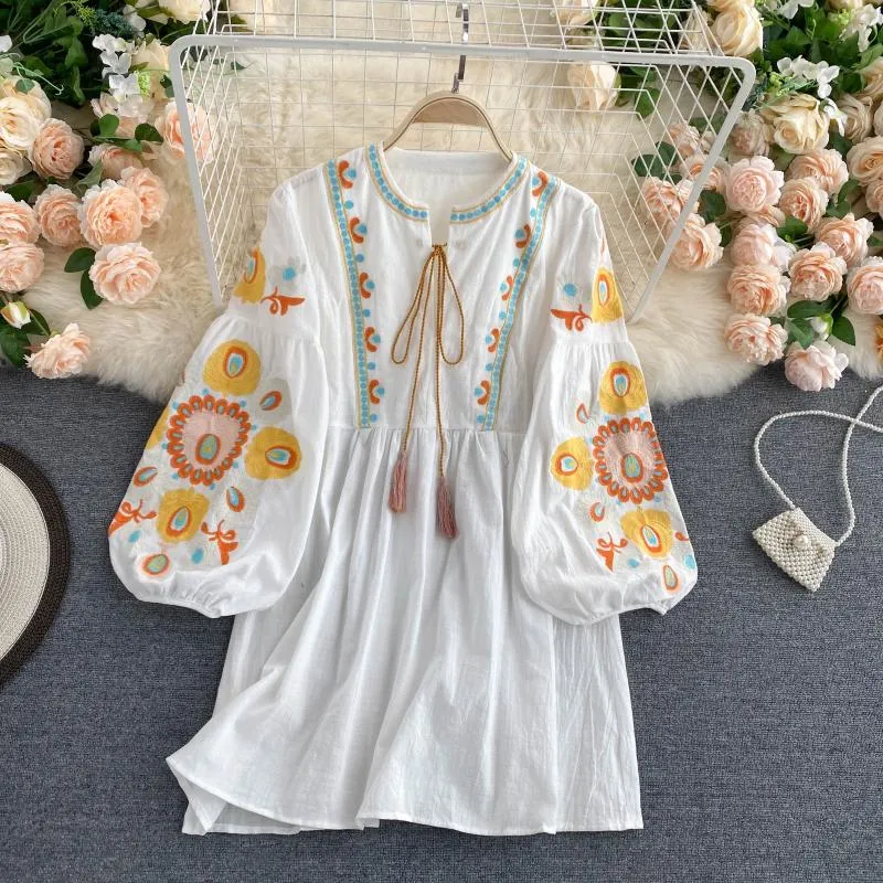 Floral Boho Summer Dress For Women, Hippie Bohemian Mini Dress