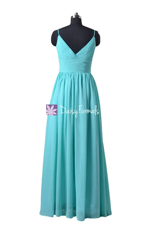 Full Length Turquoise Blue Chiffon Party Dress Long Sweetheart Neckline Formal Dress (BM29023)