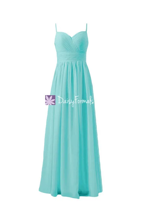 Full Length Turquoise Blue Chiffon Party Dress Long Sweetheart Neckline Formal Dress (BM29023)