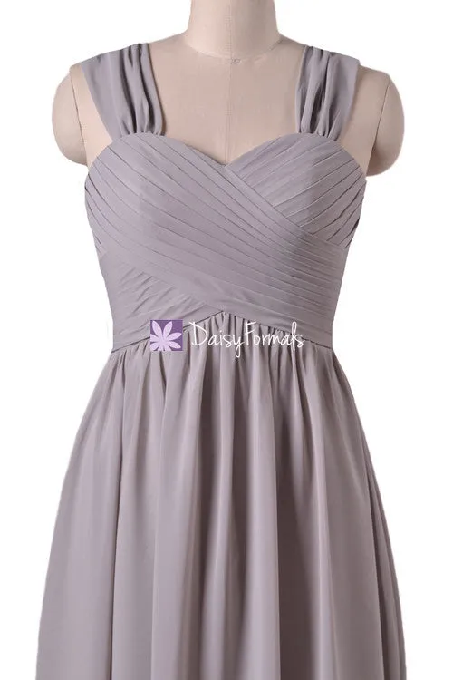 Glamorous Long Chiffon Evening Dress Light Brown Grey Beach Wedding Party Dress (BM800L)