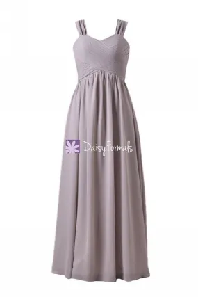 Glamorous Long Chiffon Evening Dress Light Brown Grey Beach Wedding Party Dress (BM800L)