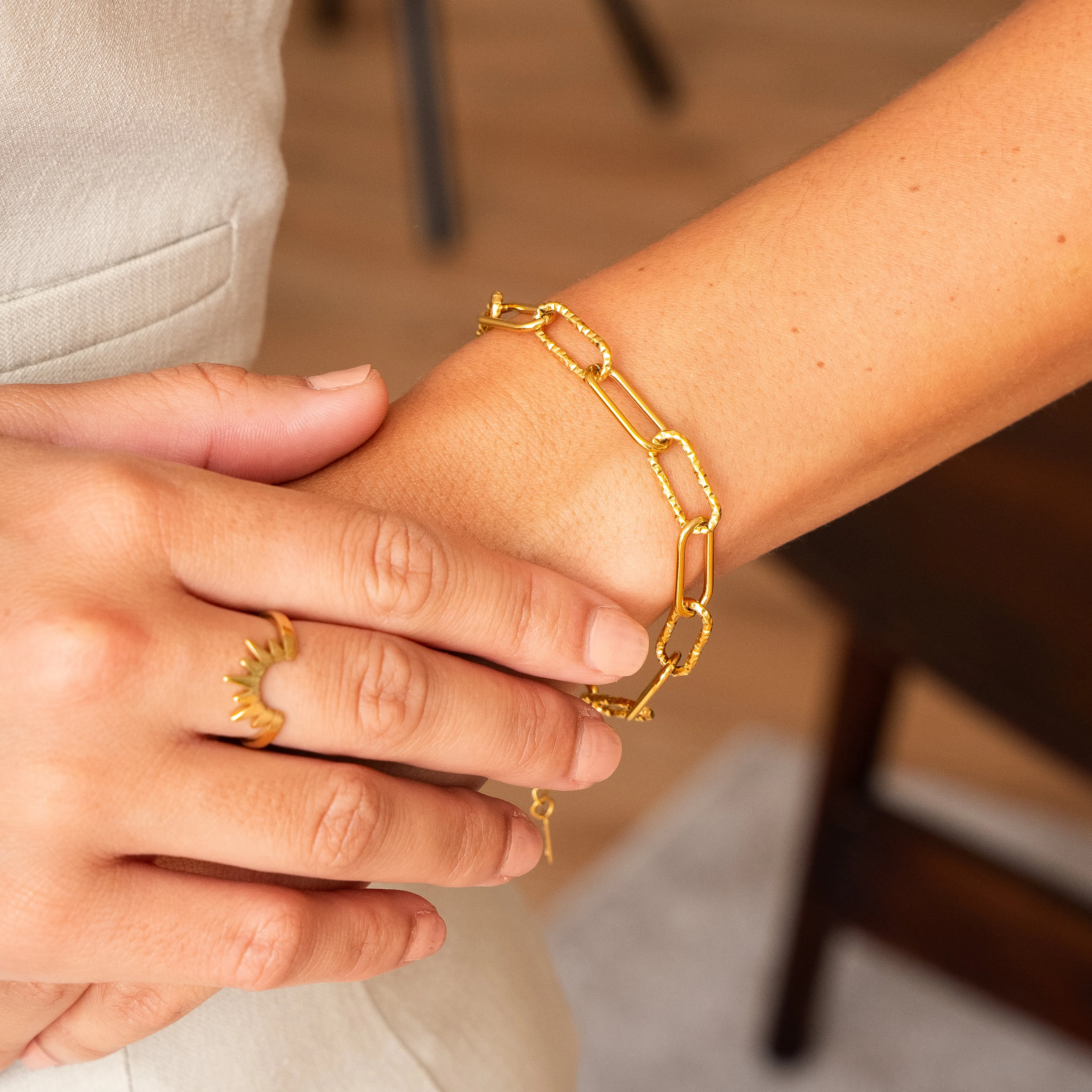 Half Sun Beam Ring - Gold