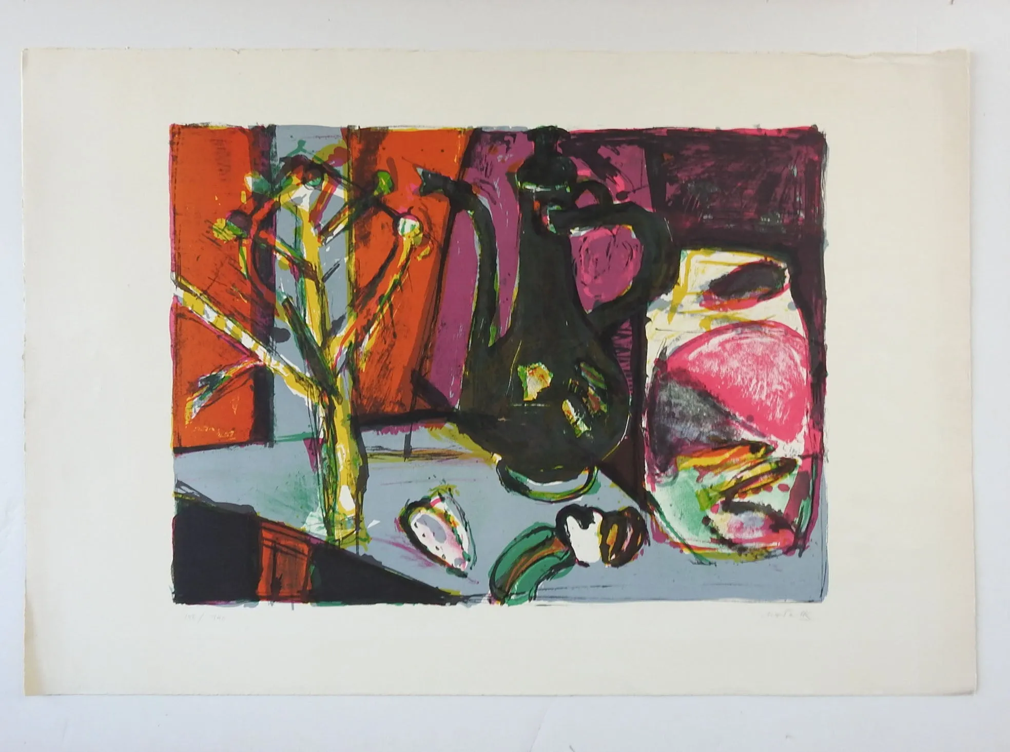 Hans Falk Abstract Still Life Lithograph