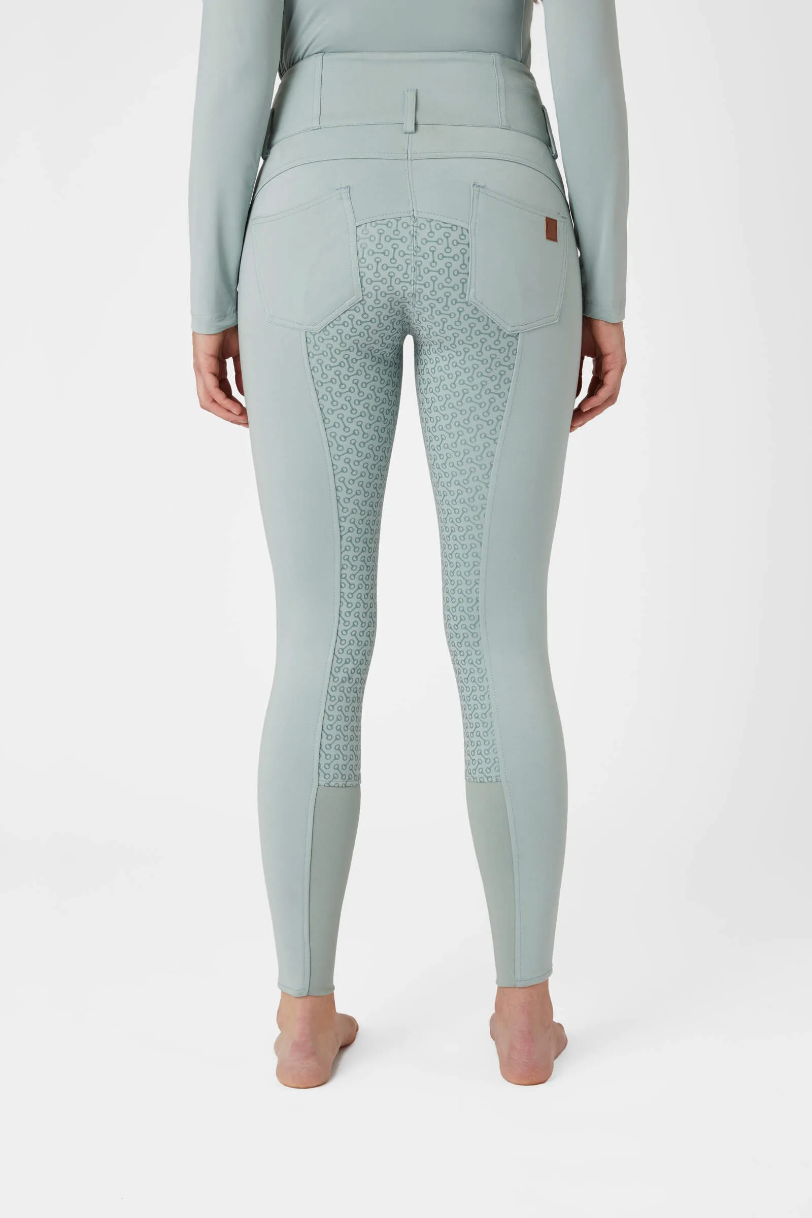 Horze Tara Ladies High-Waist Gel Seat Breeches (Aqua Grey)