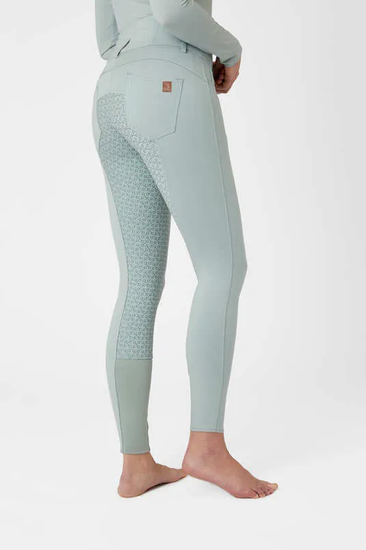 Horze Tara Ladies High-Waist Gel Seat Breeches (Aqua Grey)