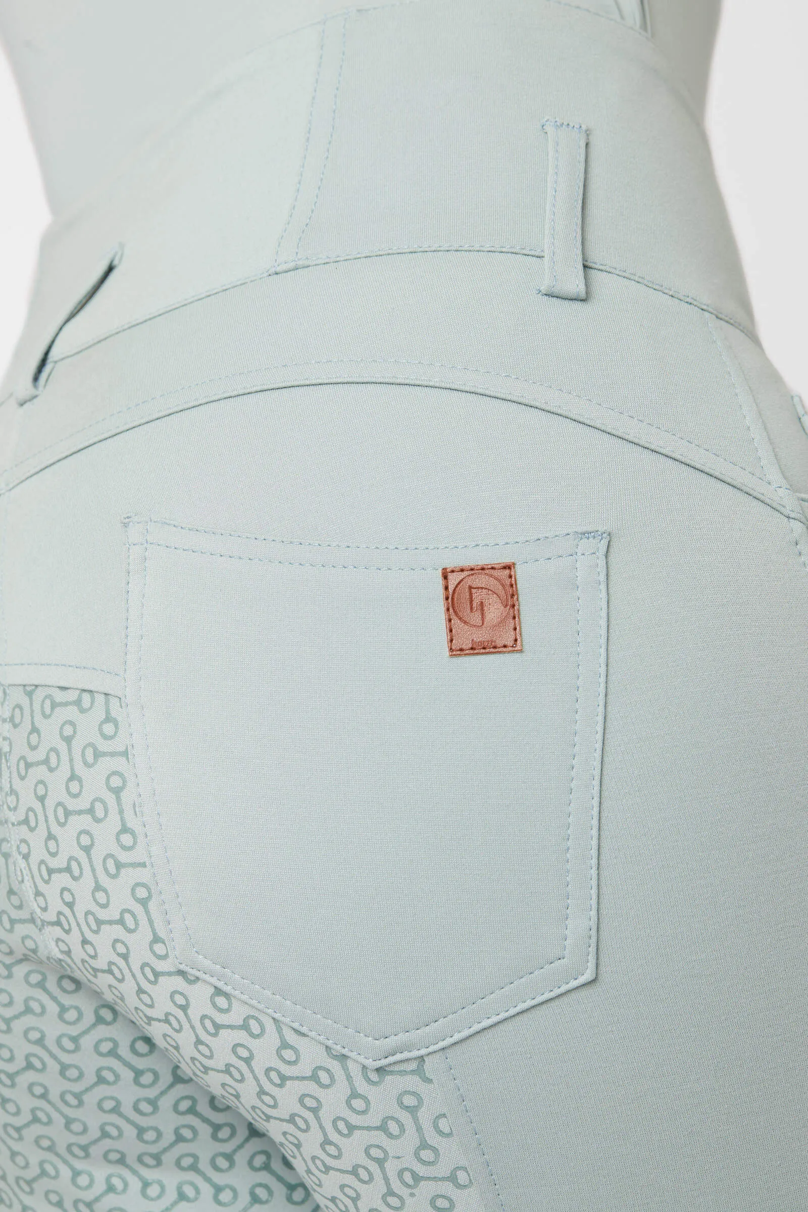 Horze Tara Ladies High-Waist Gel Seat Breeches (Aqua Grey)