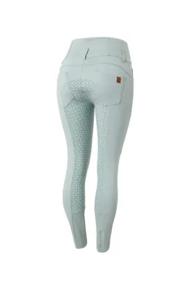 Horze Tara Ladies High-Waist Gel Seat Breeches (Aqua Grey)