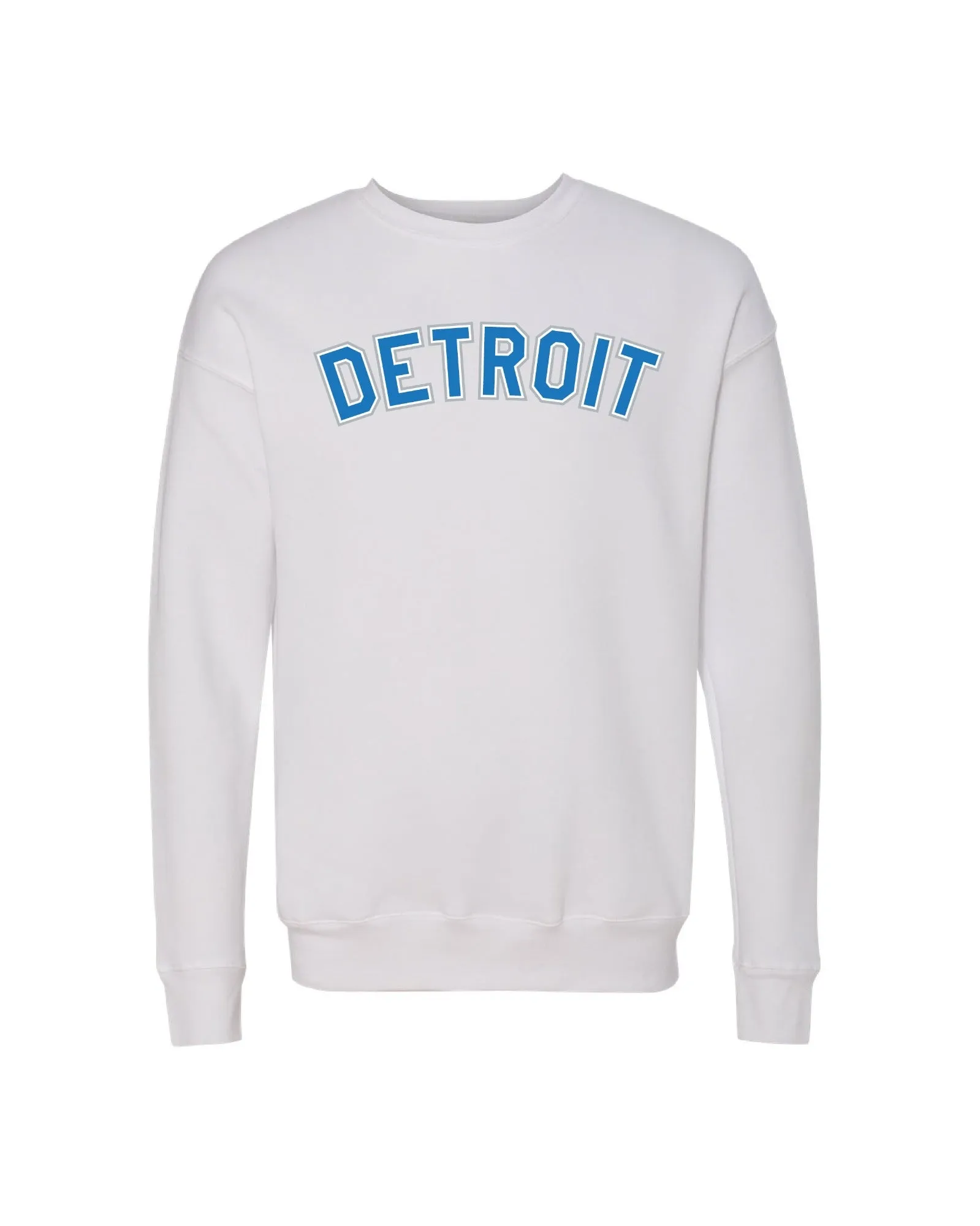 Ink Detroit - Honolulu Blue and Silver print on White Crewneck