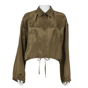 JEAN PAUL GAULTIER 1990s Olive Silk Crop Bomber Jacket