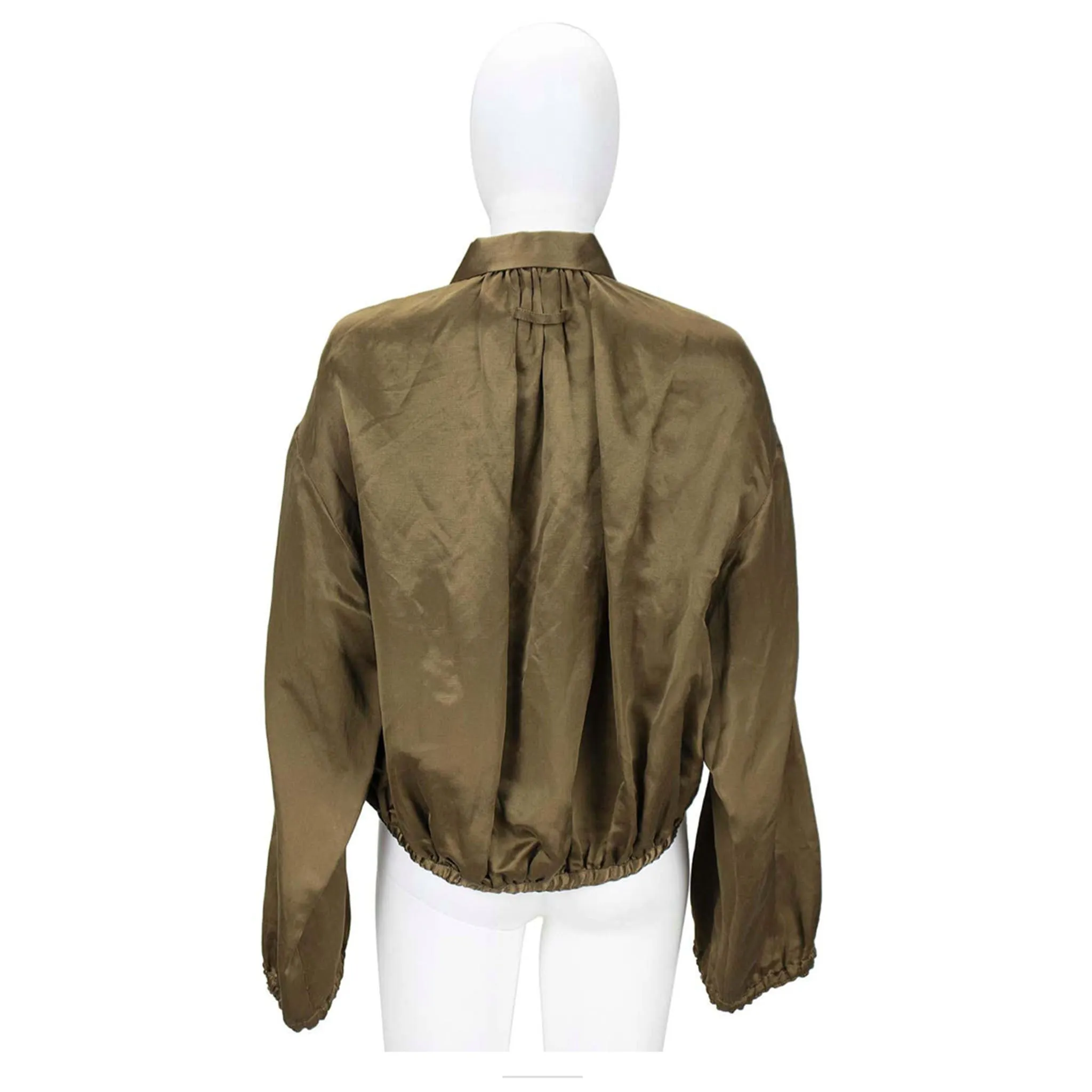 JEAN PAUL GAULTIER 1990s Olive Silk Crop Bomber Jacket