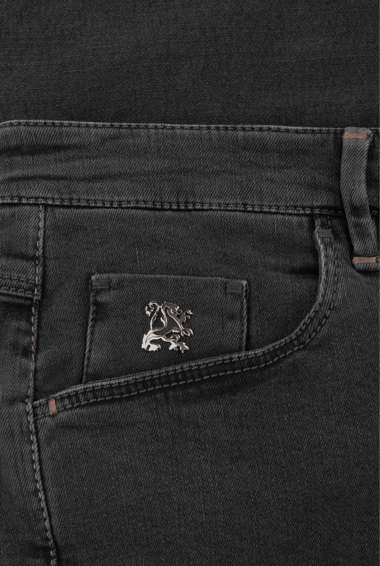 Jeans with Lion Circle Embroidery