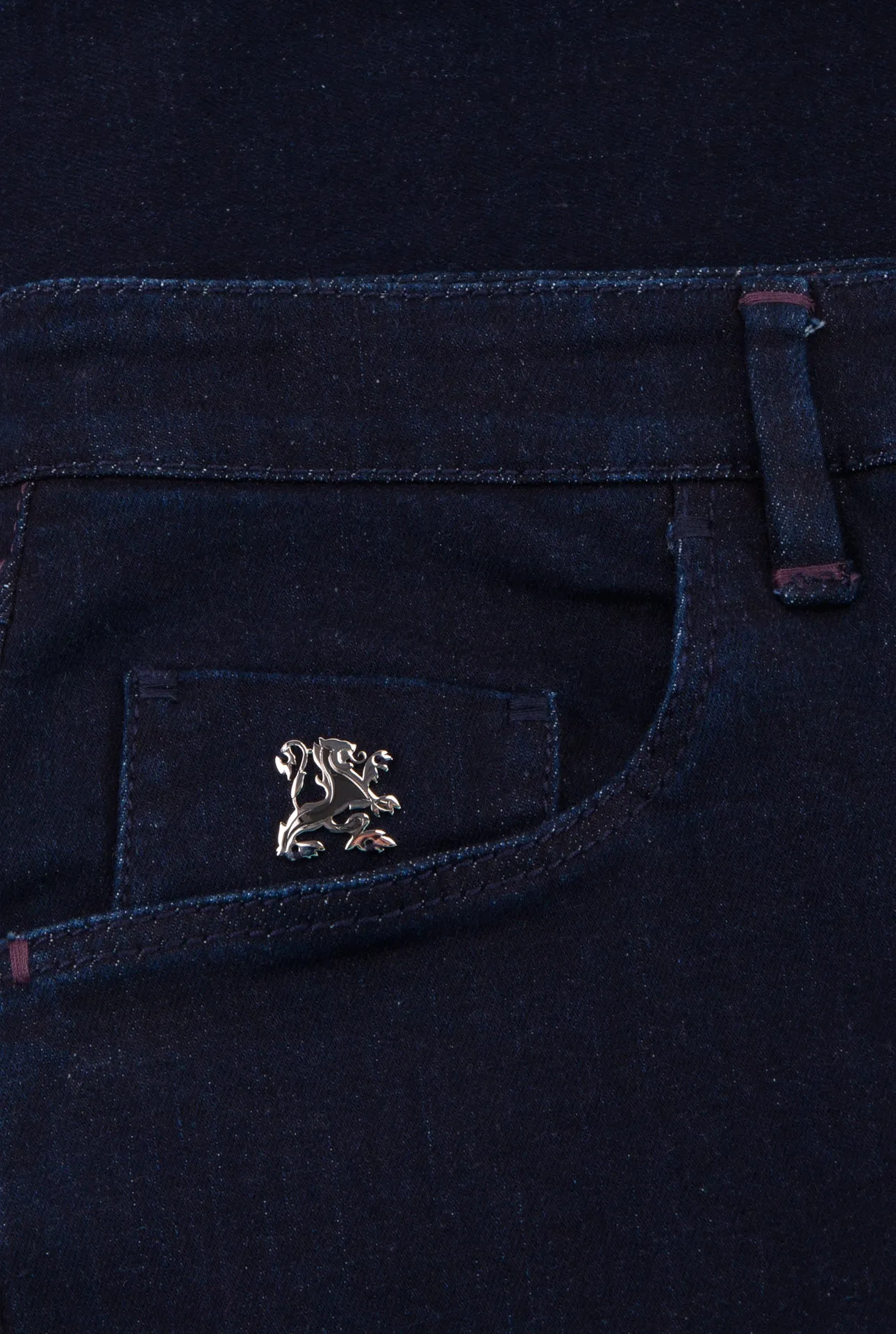 Jeans with Lion Circle Embroidery