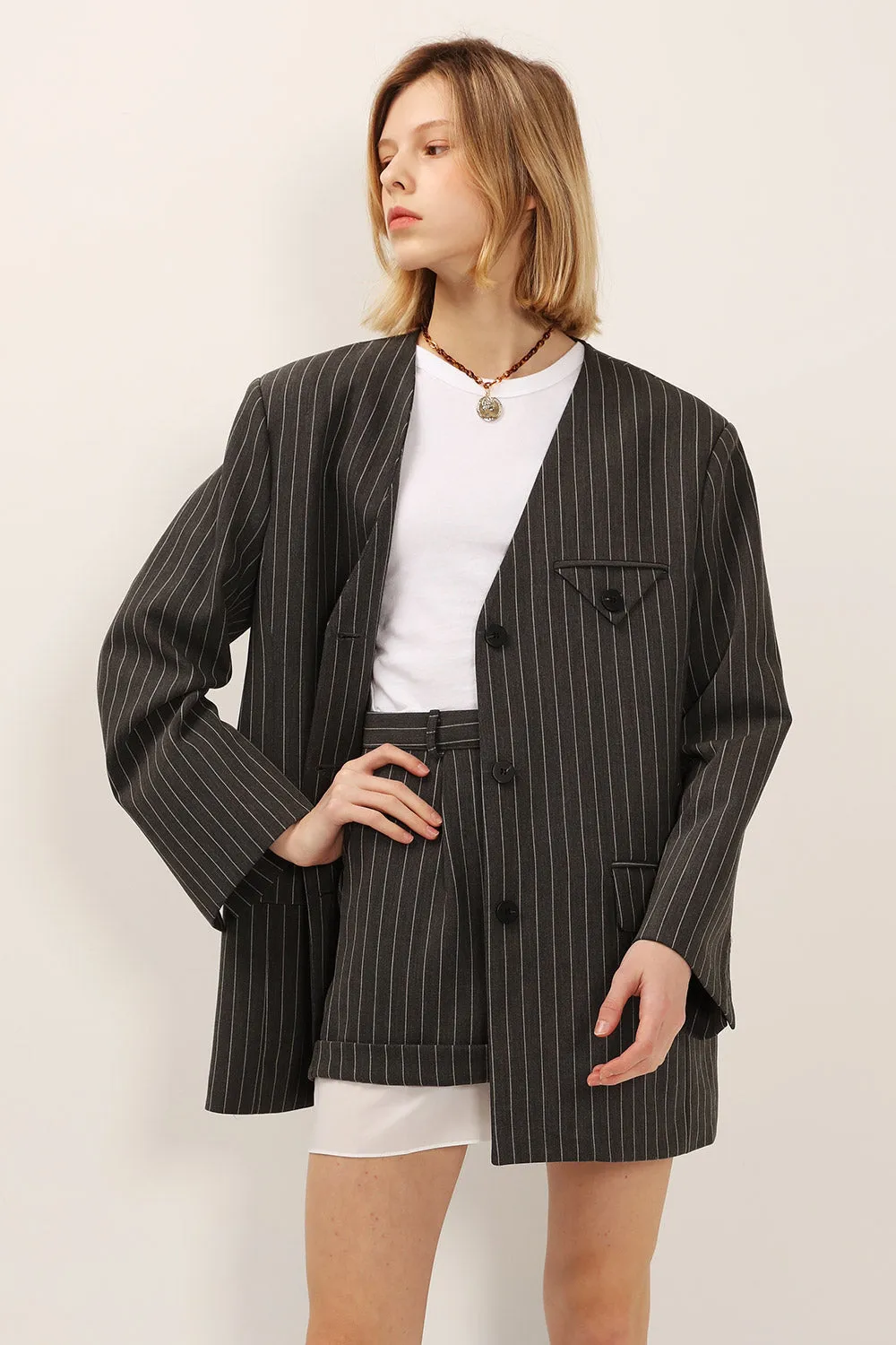 Jessica Pinstripe Jacket