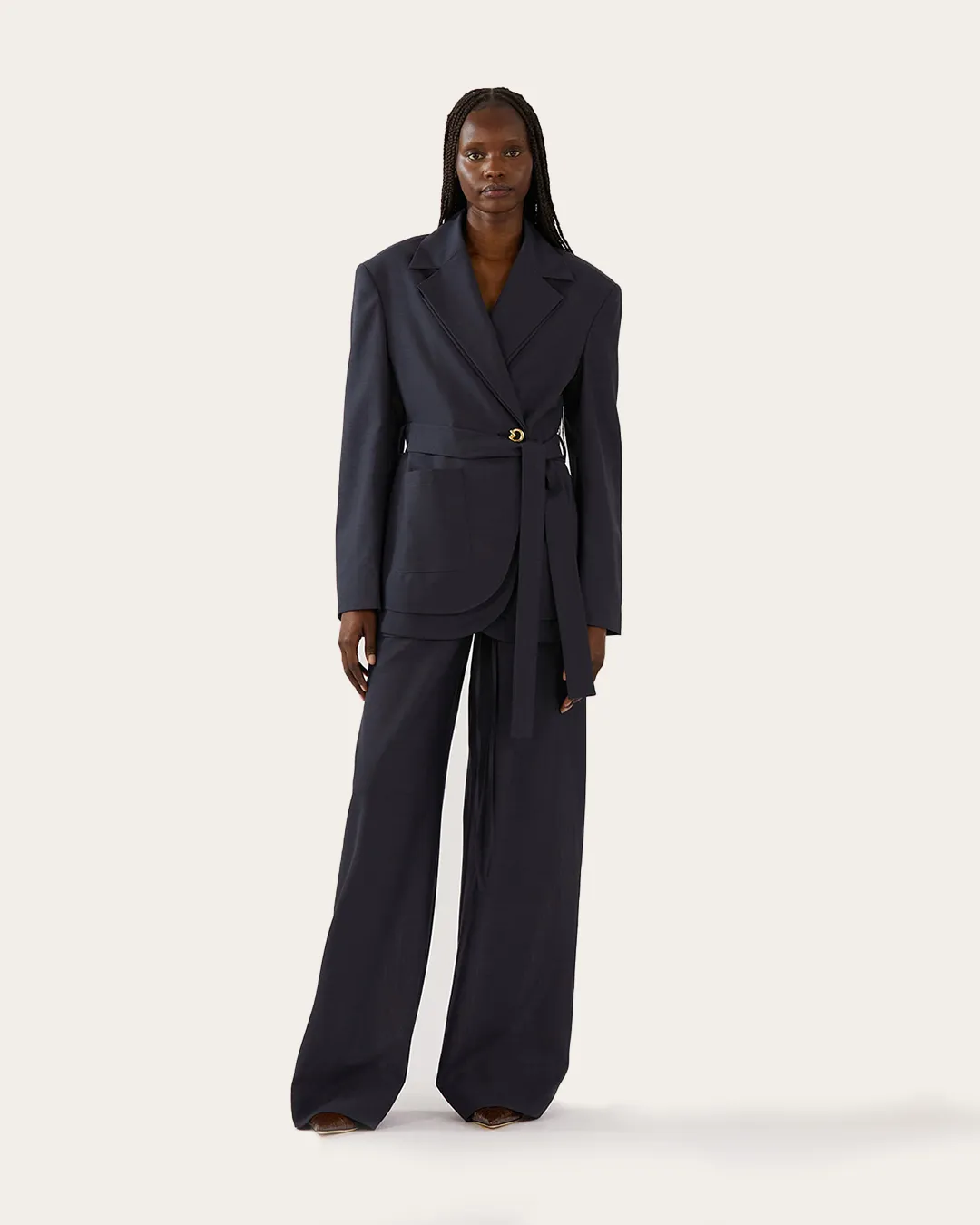 Johanna Blazer Wool Blend Suiting Slate