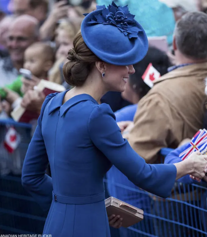 Kate Blue - blue wiggle dress with slight puff sleeves