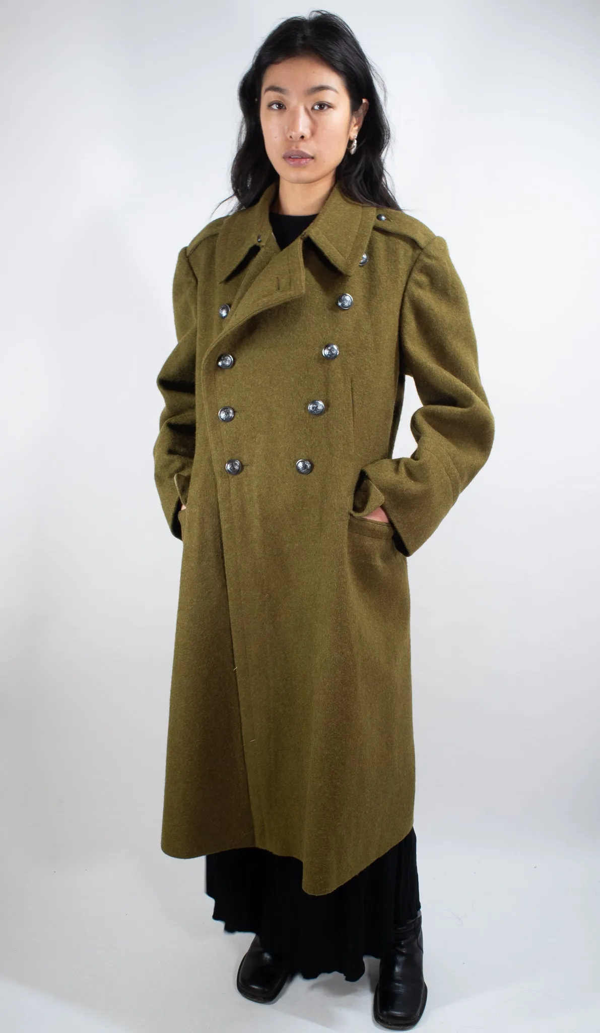 Khaki Military Vintage Wool Greatcoat