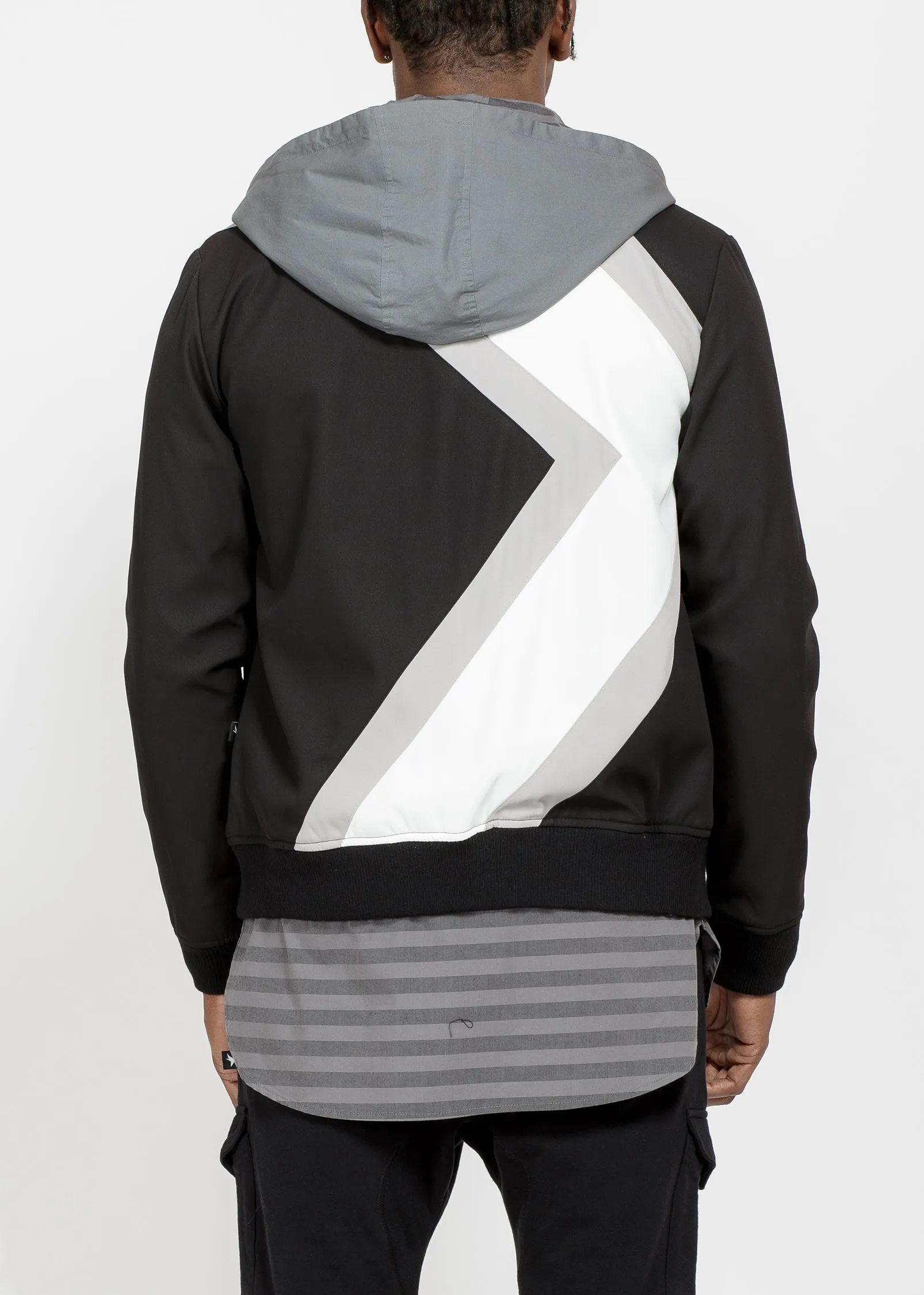 Konus Men's Bomber Jacket With Geometric Panels in Black