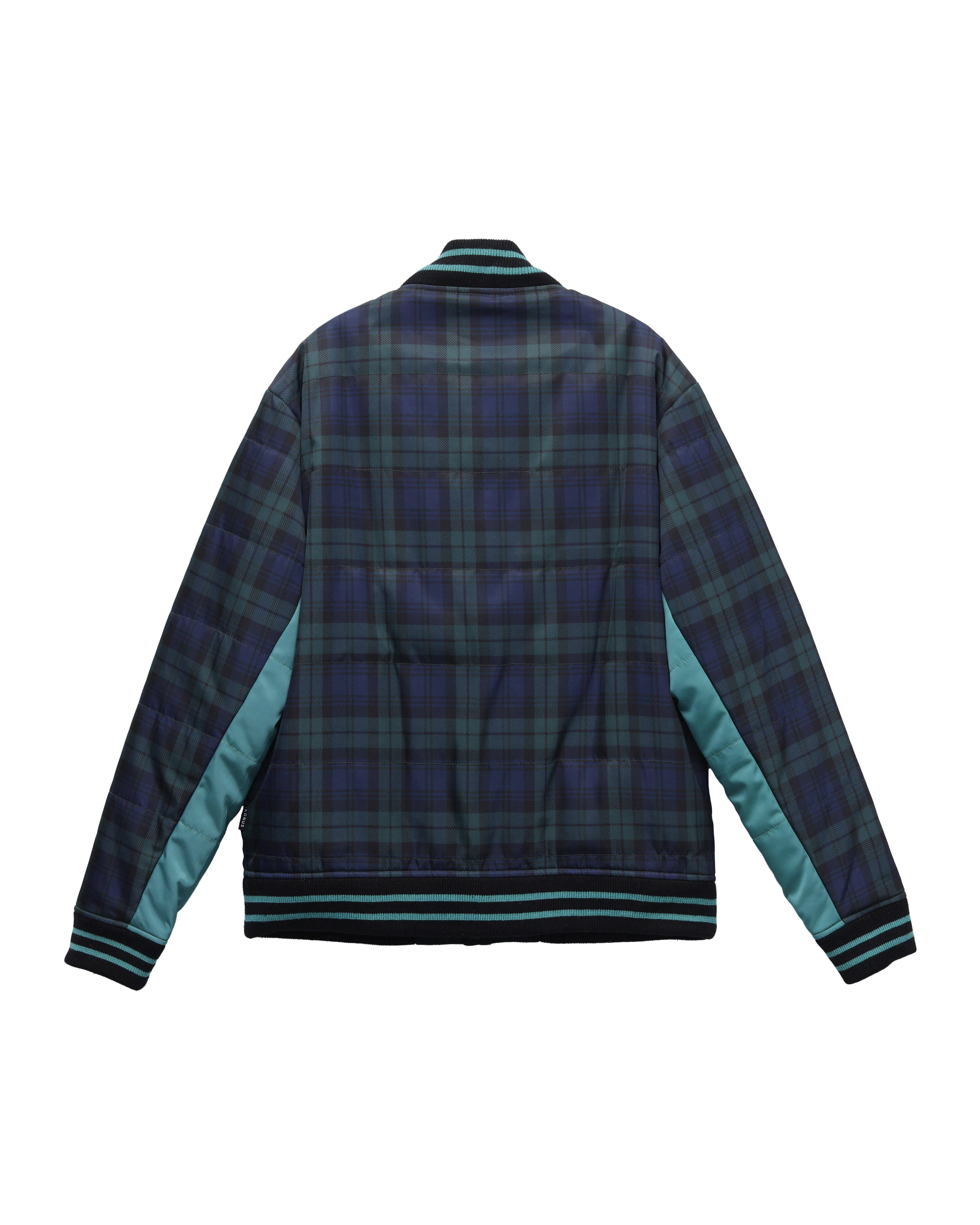 Konus Men's Plaid Bomber Jacket in Green