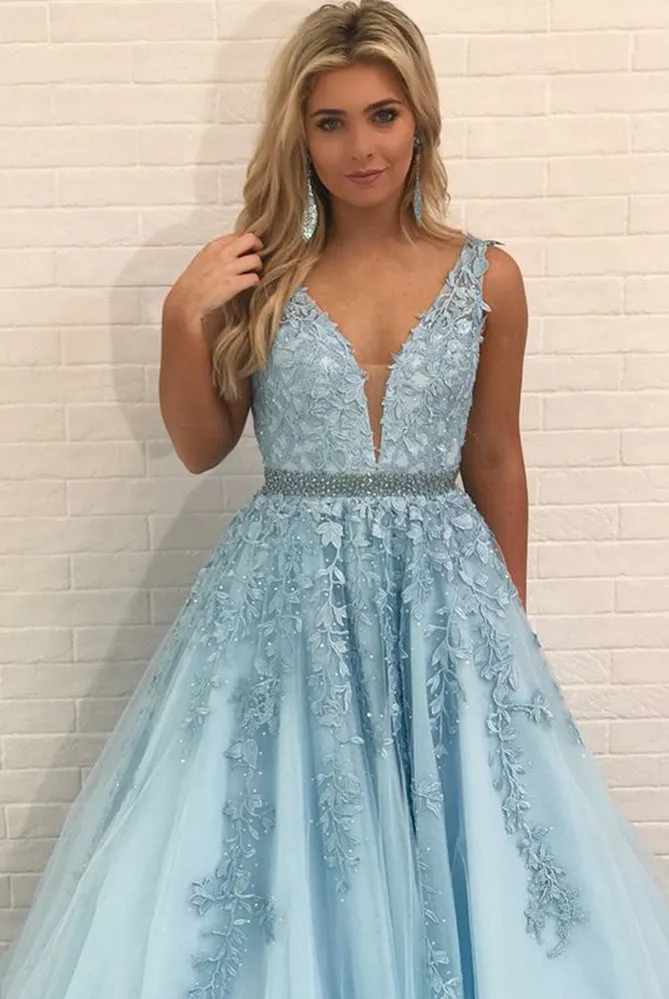 Lace Prom Dress Deep V Back Winter Formal Dress Pageant Dance Dresses Back To School Party Gown, PC1022