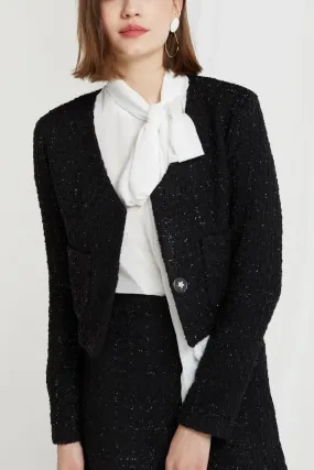 Lennon Collarless Tweed Crop Jacket-2 Colors