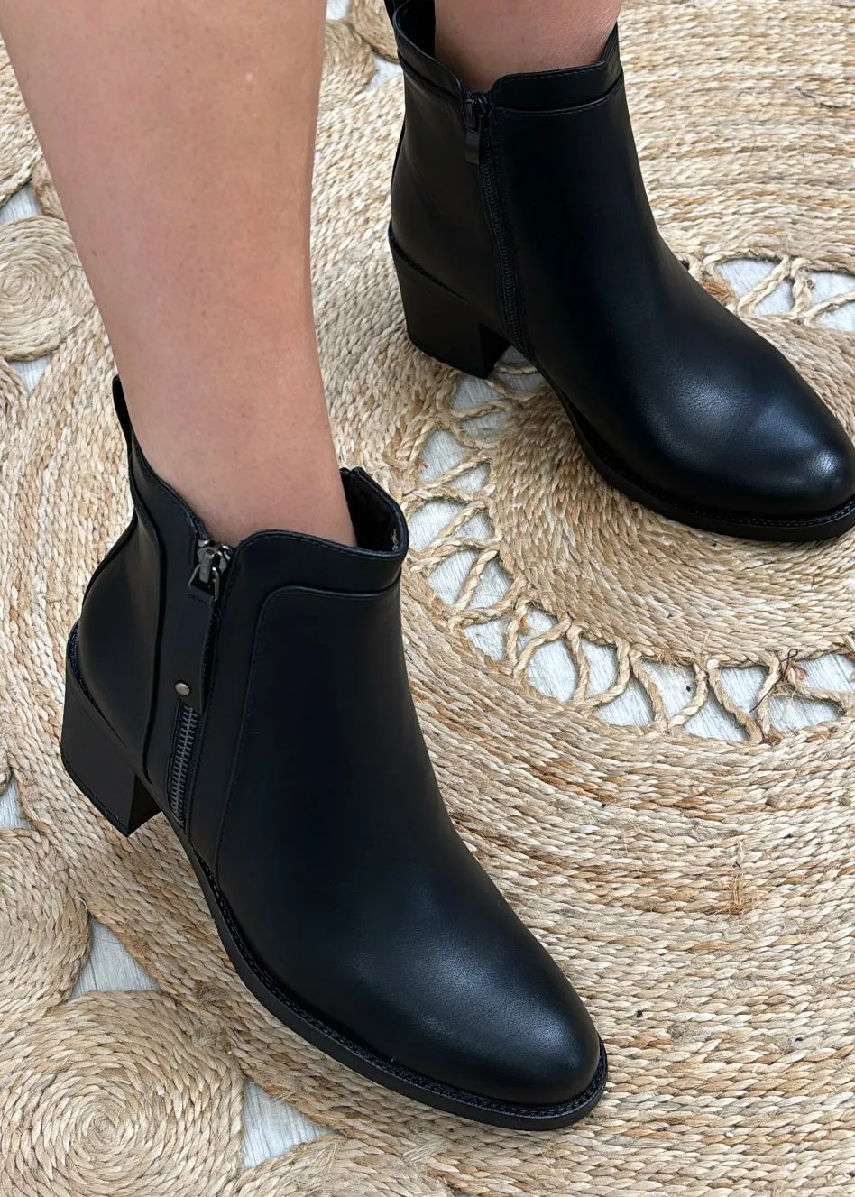 Libra Black Side Zip Ankle Boots