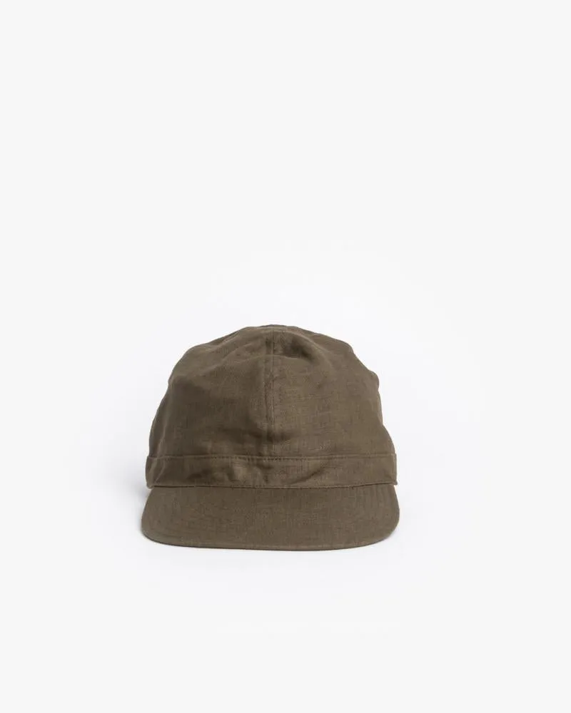 Linen Scout Cap in Olive