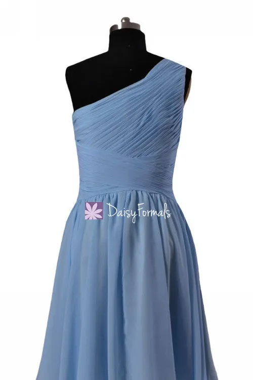 Long Turquoise Chiffon Bridesmaid Dress Full Length One Strap Party Dress Formal Dress (BM181L)