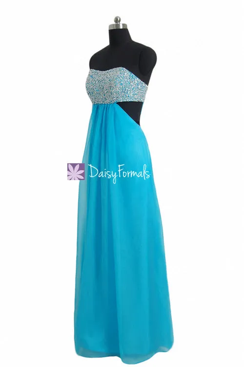 Malibu Blue Prom Dress Flirty yet Cute Party Dress with Cutouts Opening (PR28512)