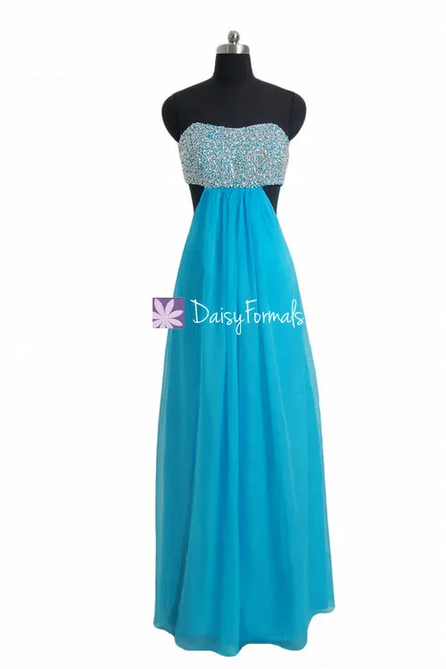 Malibu Blue Prom Dress Flirty yet Cute Party Dress with Cutouts Opening (PR28512)