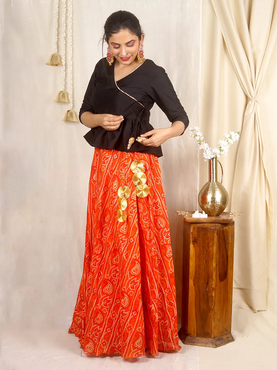 Mastani Bandhej Skirt in Kota Silk