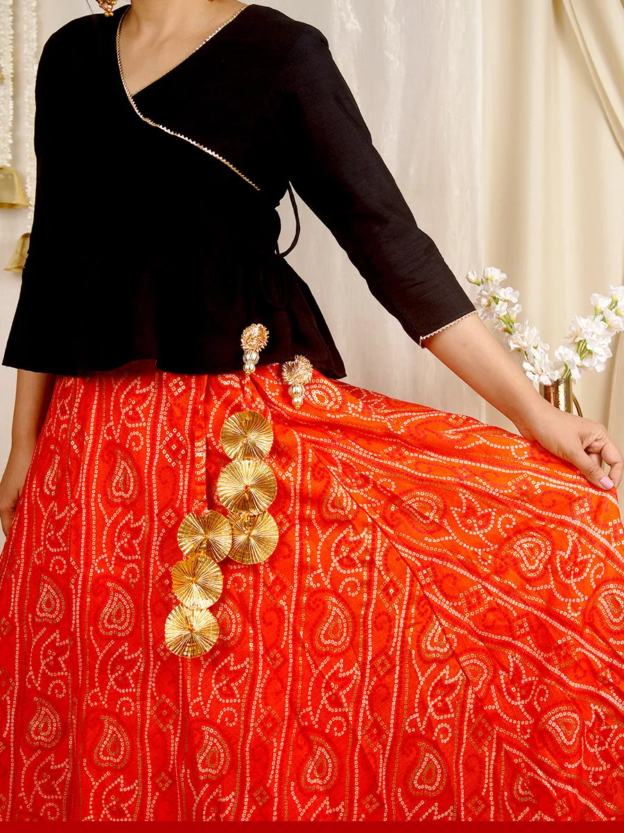 Mastani Bandhej Skirt in Kota Silk