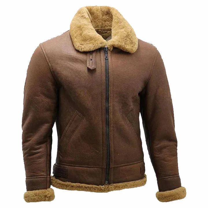 Men's Brown B3 Sheepskin Flying Aviator Jacket