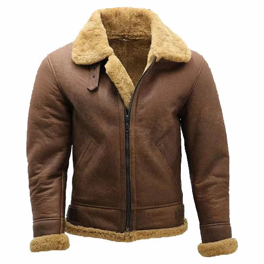 Men's Brown B3 Sheepskin Flying Aviator Jacket