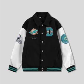 Miami Dolphins Collared Varsity Jacket - NFL Letterman Jacket - Clubs Varsity