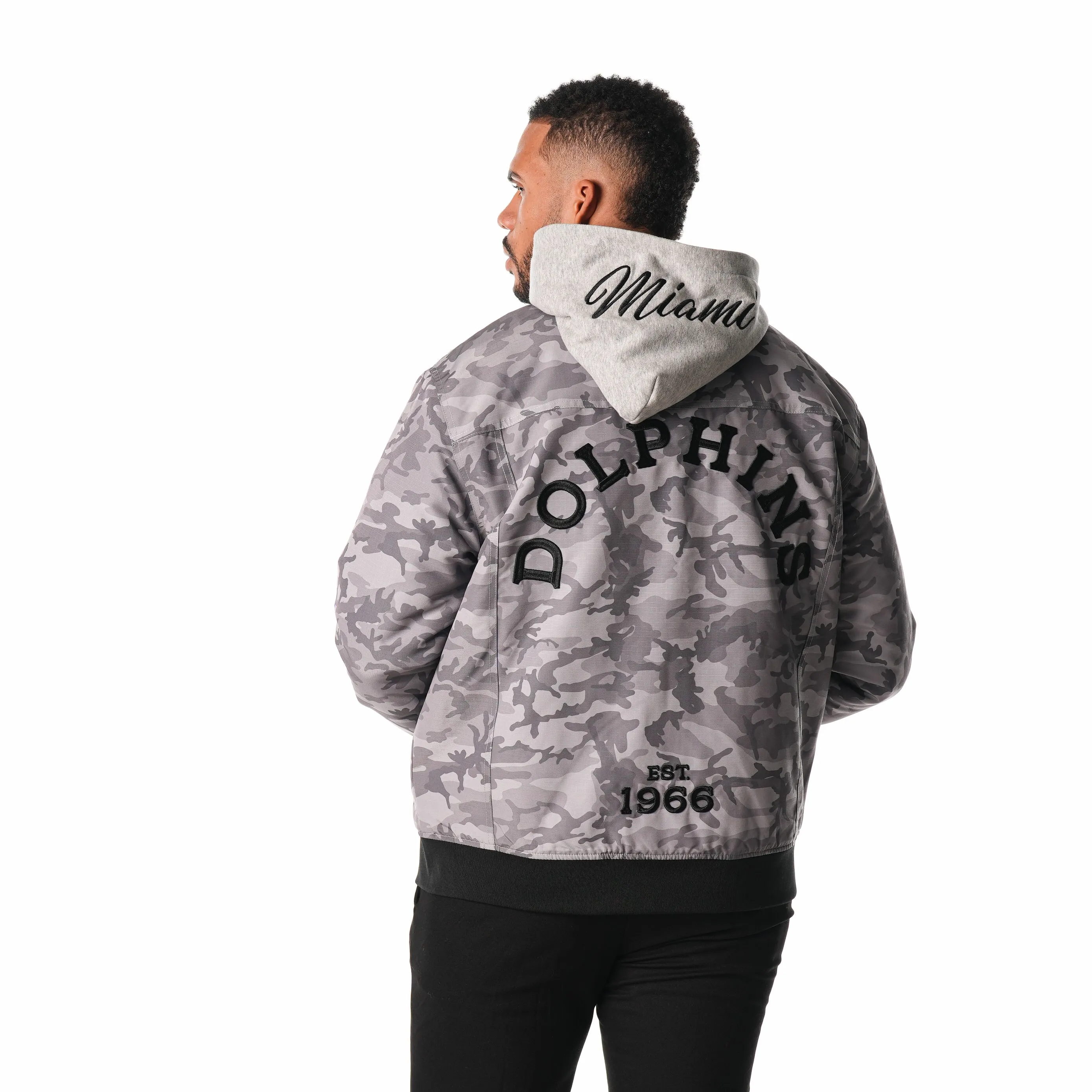 MIAMI DOLPHINS RIPSTOP HOODED BOMBER - CAMO