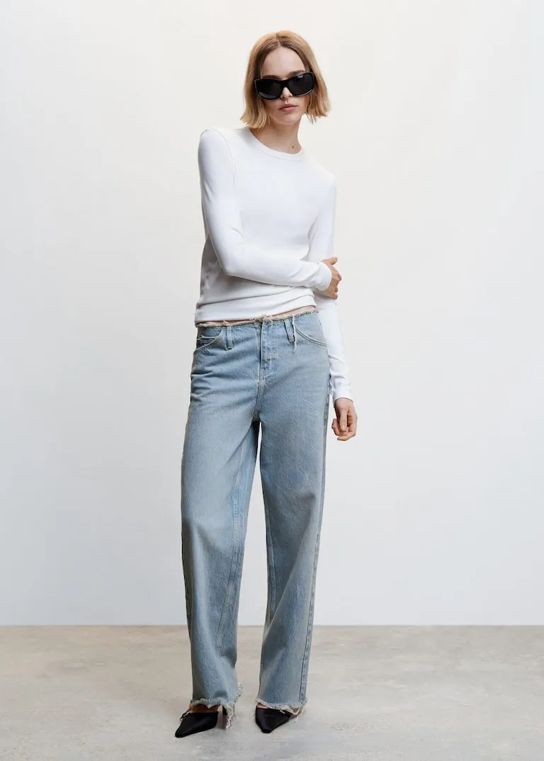 Mid-rise wideleg jeans