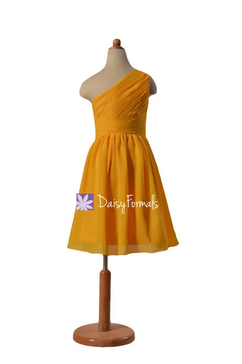 Mustard Yellow  Junior bridesmaid dress Flower girl Dresses Chiffon Girl Dress Junior Girl dress (FL351S)