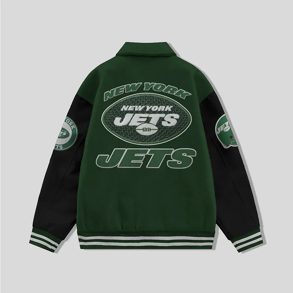 New York Jets Collared Varsity Jacket - NFL Letterman Jacket - Clubs Varsity