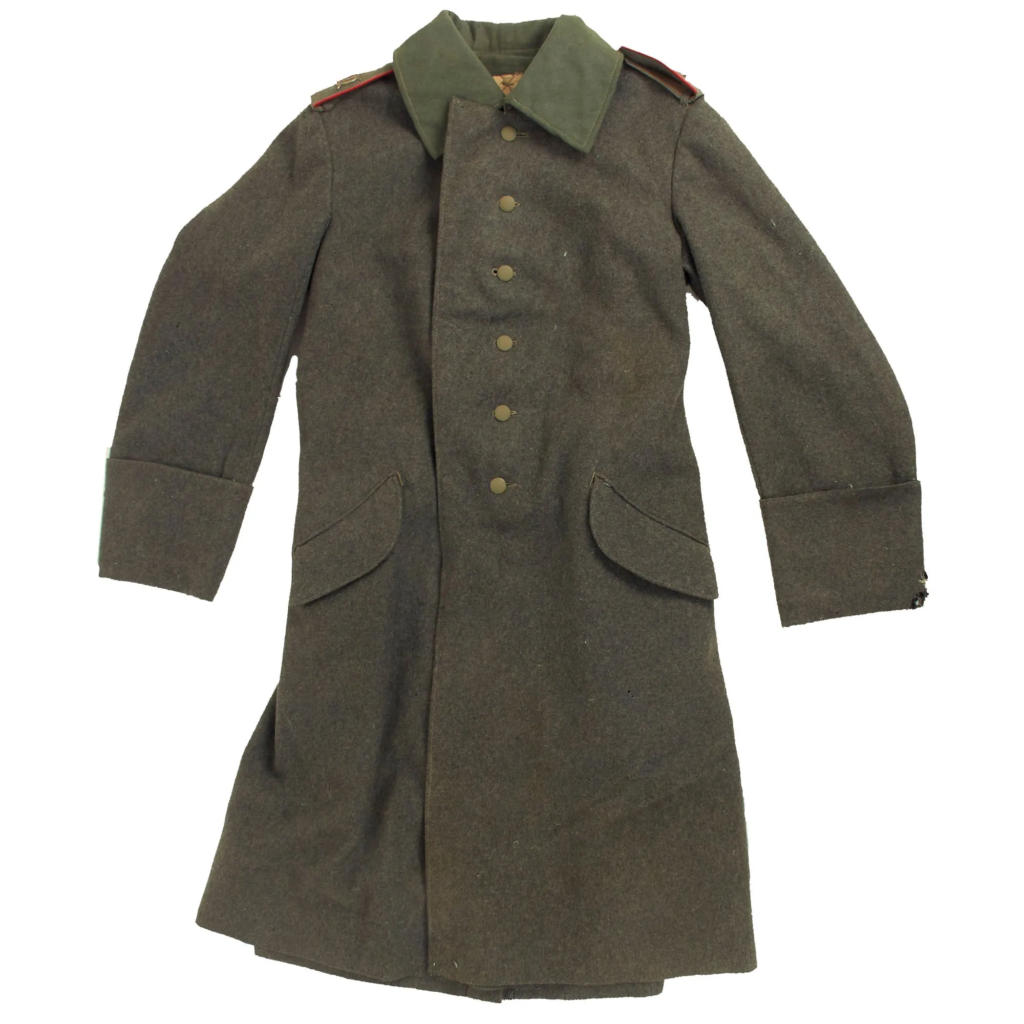 Original Imperial German WWI Feldgrau M-1915 Greatcoat With Hussar Regiment Shoulder Boards - Dated 1918