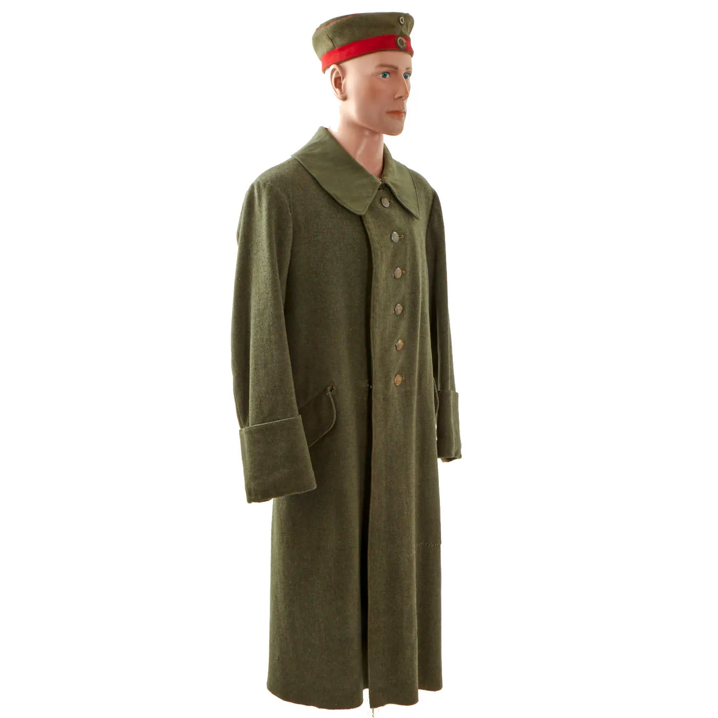 Original Imperial German WWI Feldgrau M-1915 Greatcoat With Named Prussian Reserve Feldmütze