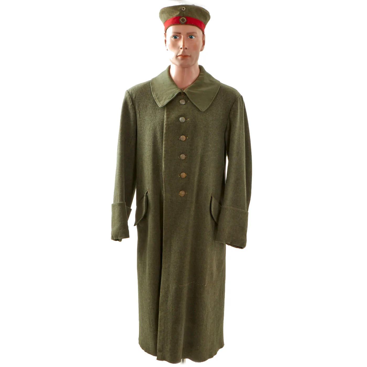 Original Imperial German WWI Feldgrau M-1915 Greatcoat With Named Prussian Reserve Feldmütze