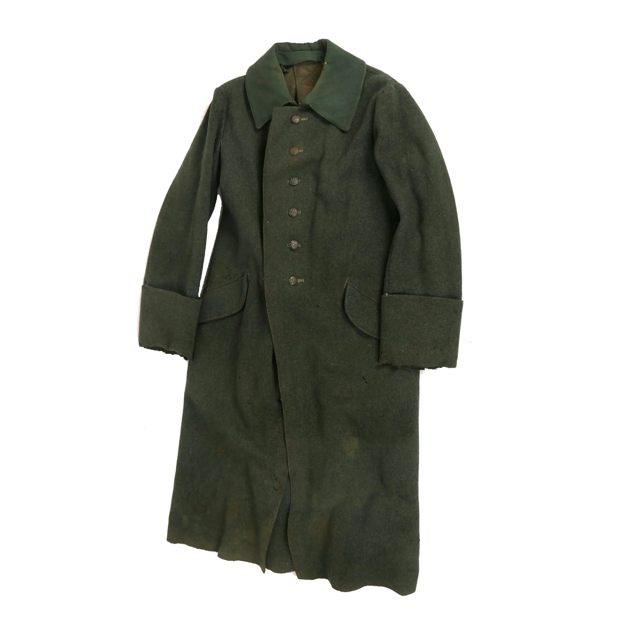 Original Rare Imperial German WWI Prussian EM/NCO Feldgrau M-1915 Wool Greatcoat - Service Used