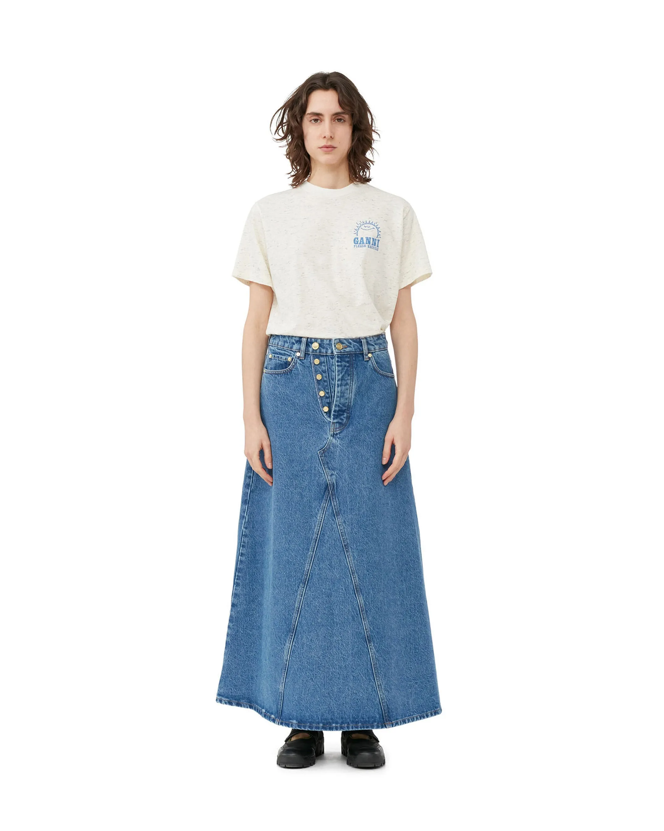 Overdyed Double Fly Denim Skirt