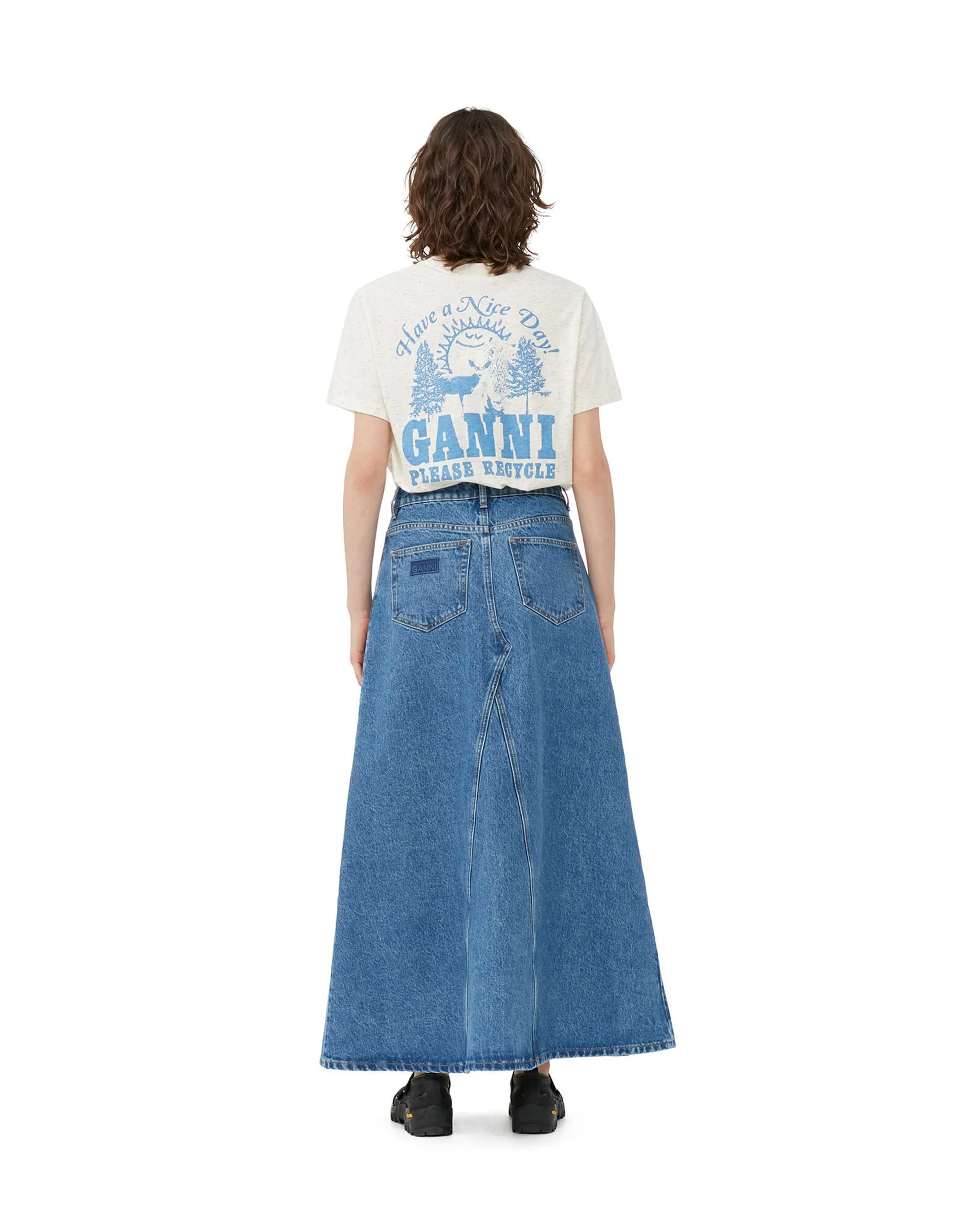 Overdyed Double Fly Denim Skirt