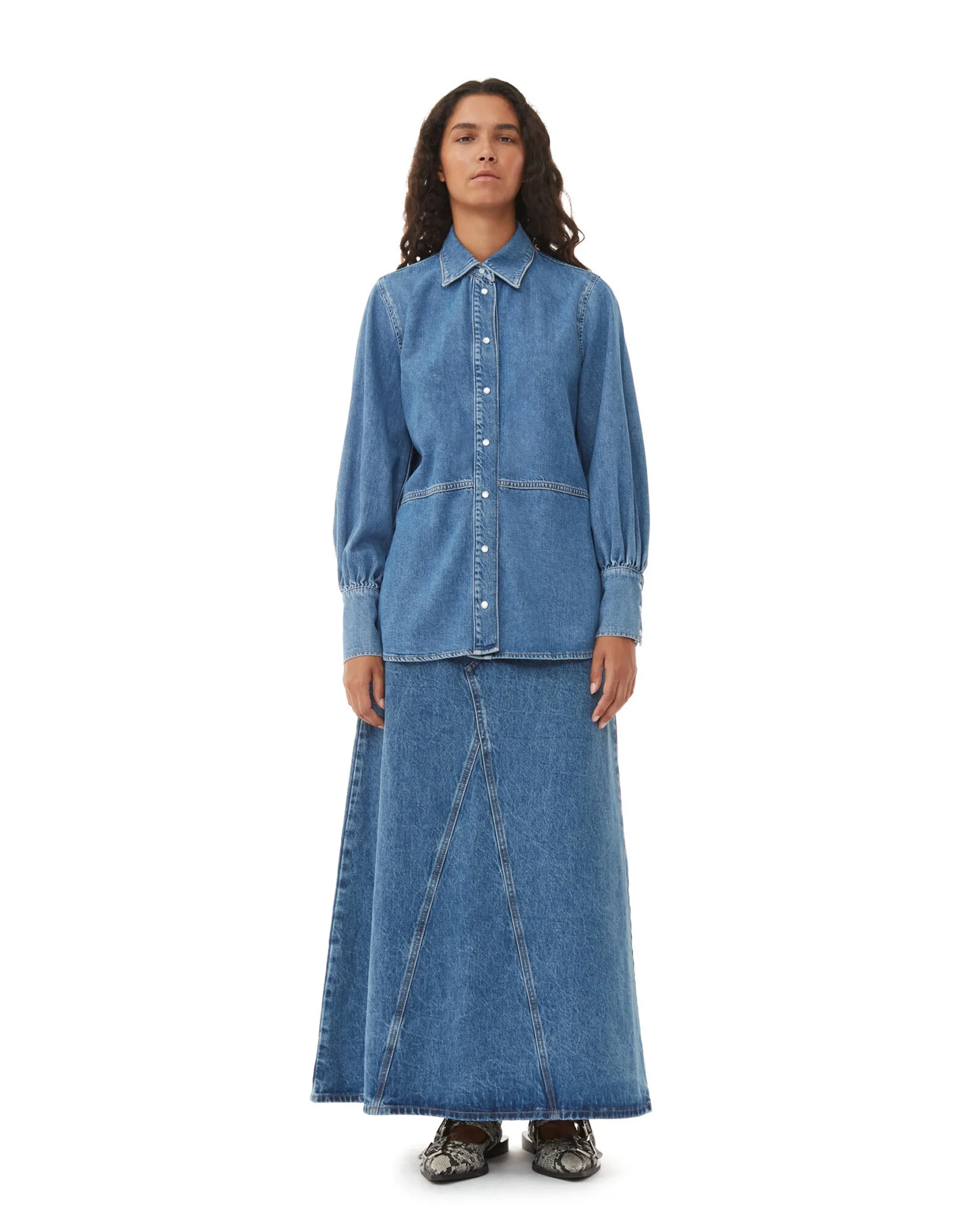 Overdyed Double Fly Denim Skirt