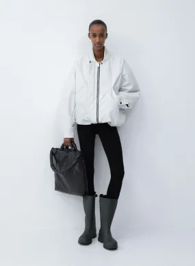 Oversized bomber oil | white