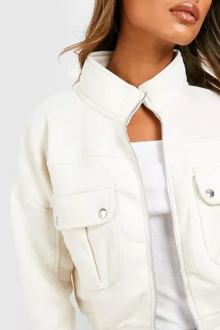 POCKET DETAIL BOMBER JACKET