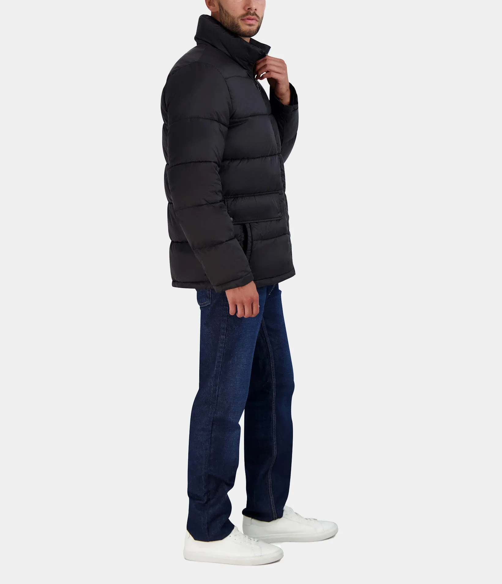 Stand Collar Puffer With Attached Bib