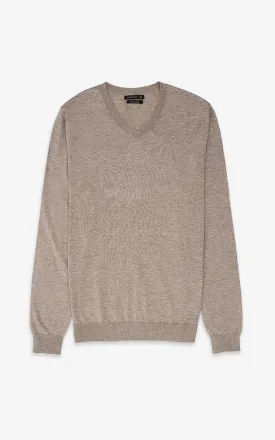 SWEATER V NECK LIGHT BROWN