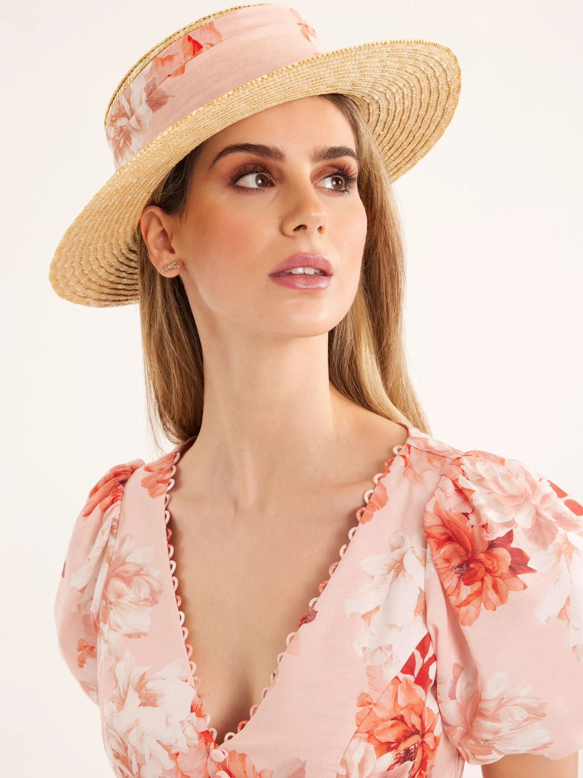 Sweet Peach Boater Hat